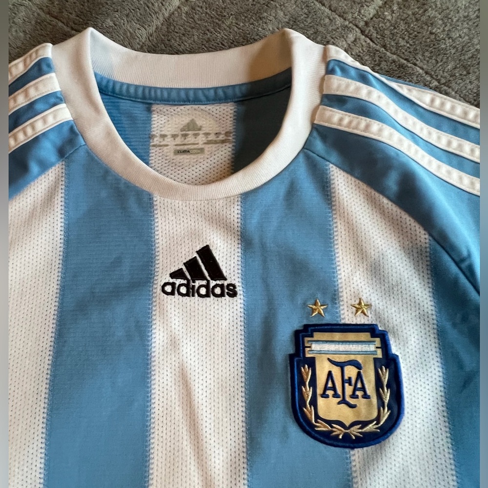 adidas Argentina Light Blue & White Striped Soccer Jersey - Unisex - Picture 2 of 7
